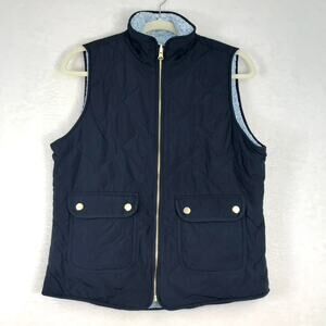 Love Tree Reversible Vest Small Navy Quilted Sherpa Puffer Nautical Hike Preppy